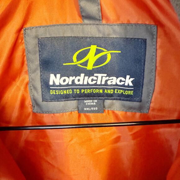 Nordic Track Orange & Gray Colorblock Full Zip‎ Puffer Vest Jacket Mens Size XXL - Picture 3 of 11